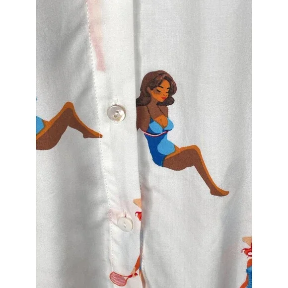 Jane & Delancey Shirt Womens XL Novelty Retro Beach Girls Bathing Suits NWT - Picture 8 of 15